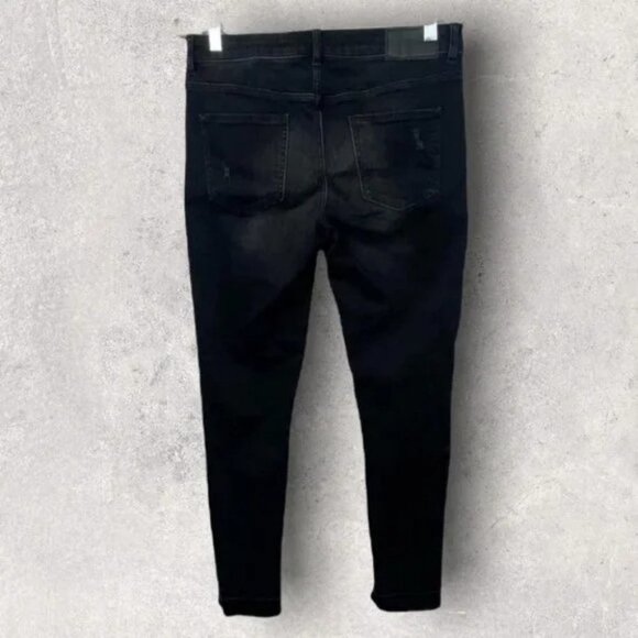 Zara Z1975 Asymmetric Hem Black Jeans Size 8 Released Hem Distressed Denim Raw - Picture 7 of 15